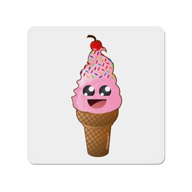 TooLoud Cute Ice Cream Cone 4x4" Square Stickers - 4 Pieces Stickers for Laptop, Water Bottles, Bumper,Computer, Phone, Decals