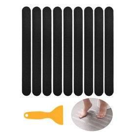 HATOOLHA 24pcs Non-Slip Strips, Bathtub Safety Non Slip Sticker Shower Floor Anti Slip Stickers for Bathroom Stairs Pools, with Scraper (Black)
