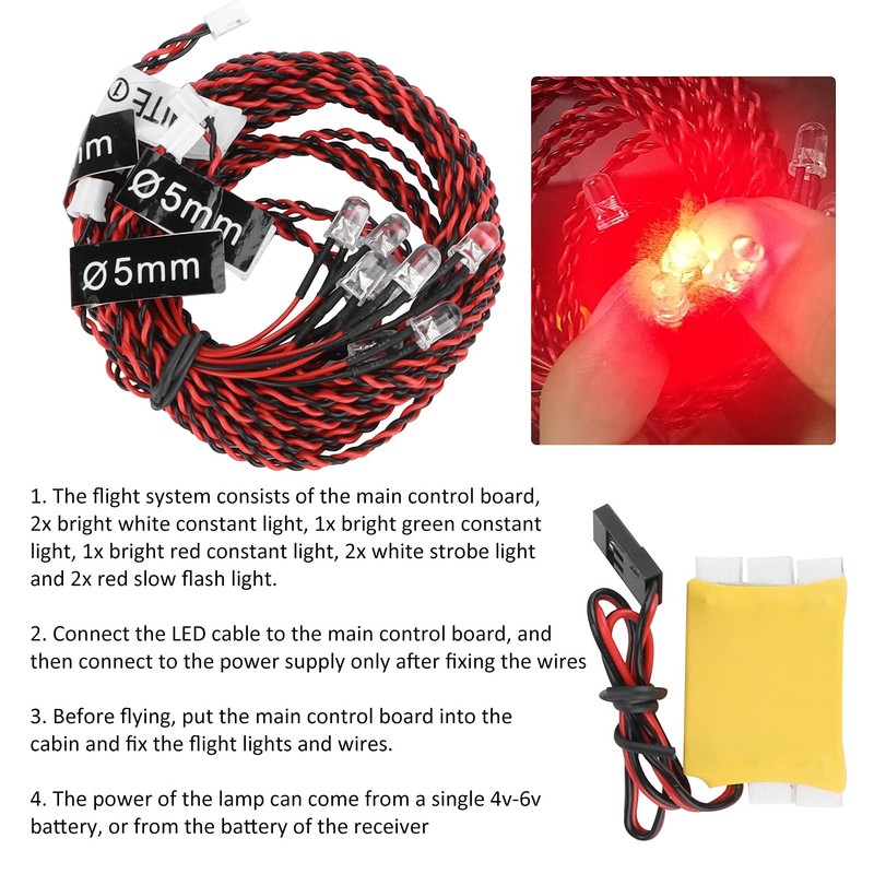 01 02 015 LED Light Kit, RC Airplane Flash RC