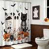 Lindameler Funny Halloween Shower Curtain Spooky Ghost Black Cat Shower