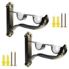 Tsnamay 2Pcs Double Curtain Rod Brackets Holders,Bronze