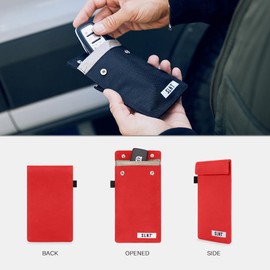 SLNT Signal Blocking Faraday Key Fob Case with Silent Pocket - Car Anti Theft Device Shields Against All Signal Types, Including RFID Blocking & Durable Faraday Bag, Fits Most Keyfobs (Red, Small)