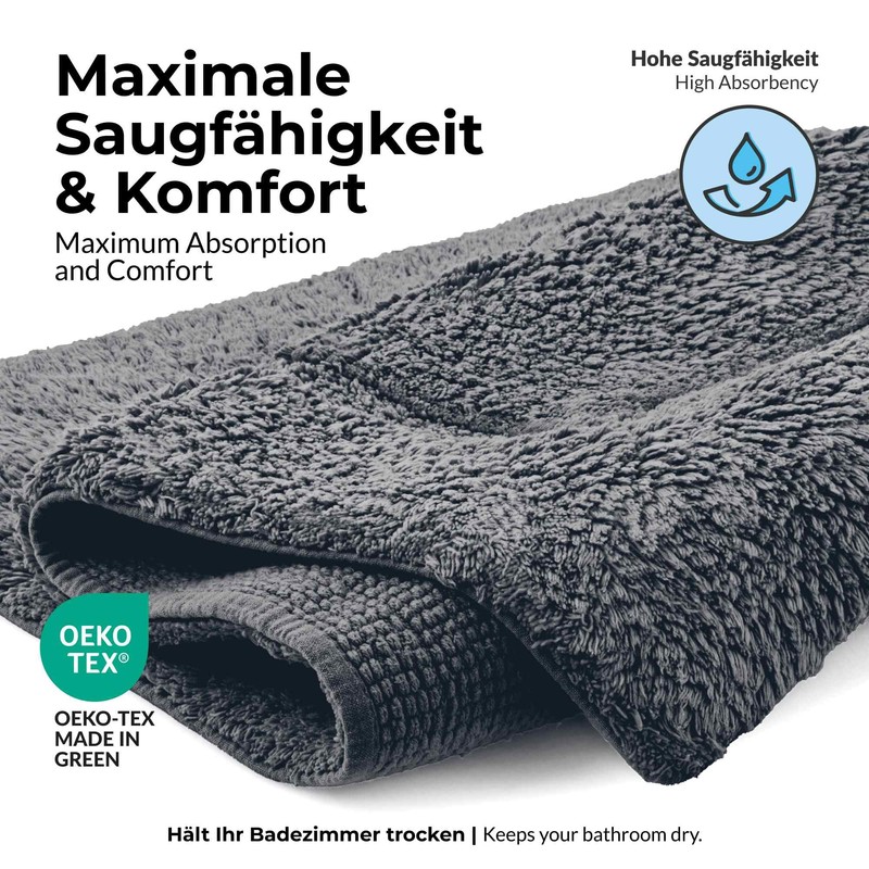 etérea Kiara Cotton Bath Mat, Toilet Mat, Washable Ökotex 100
