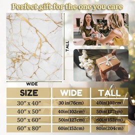 White Gold Marble Throw Blanket for Couch Sofa, Soft Cozy Lightweight Breathable Bed Blanket, Flannel Fleece Fuzzy Warm Blanket for Women Men, 60"x 80"