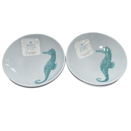Sigrid Olsen Home Seahorse Bowl Set 4 Pieces Blue Green Turquoise 100 Percent Melamine Ocean Nautical, Blue, Green, Turquoise