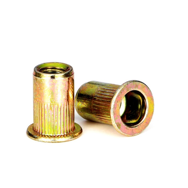 100Pcs 1/4"-20 UNC Rivet Nuts, Carbon Steel Zinc Plated Flat