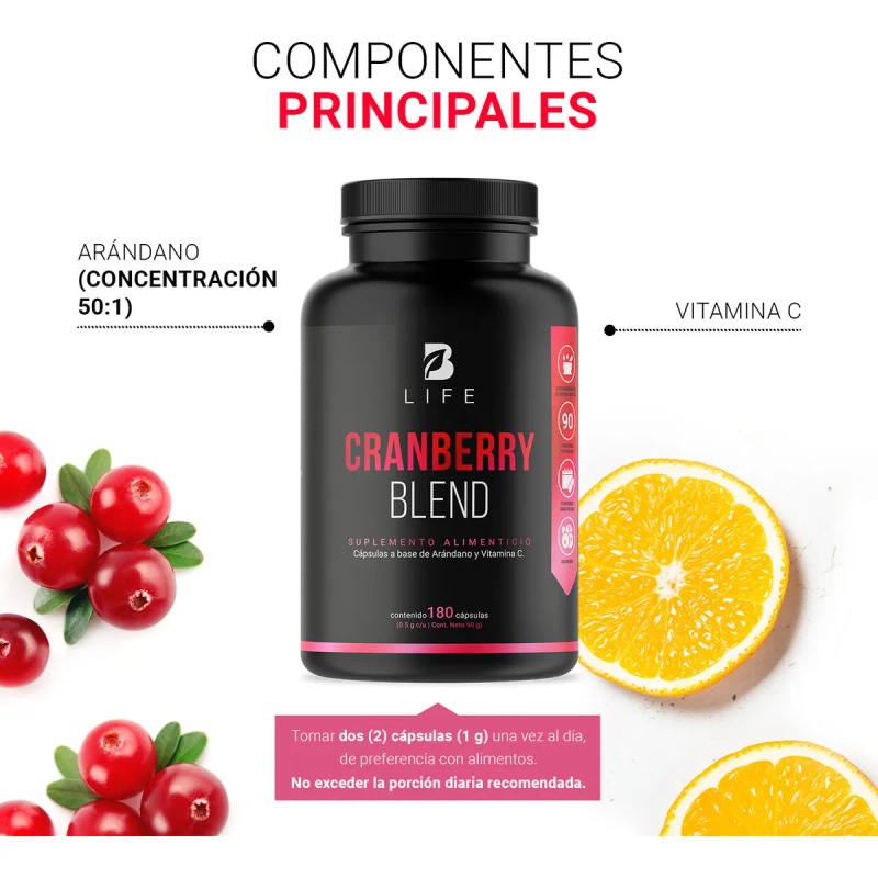 Arándano Concentrado 50:1. 180 Caps Cranberry Blend B Life. Sabor