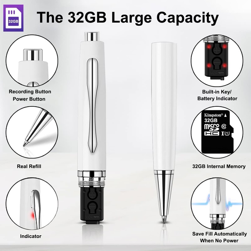 AUTENS 32GB Digital Voice Recorder Pen Portable Voice Activated Recorder