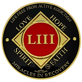 Simply Minimal NA 53 Year Coin, Narcotics Anonymous Medallion (Red NA 53 Year Coin)