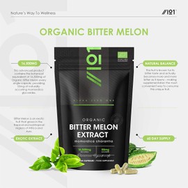 Organic Bitter Melon Extract 16,500mg (Karela) – 55mg Momordica Glycosides – 60 Vegan Capsules (2 Months Supply) – Resealable and Recyclable Pouch by Alpha01