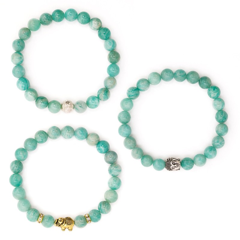 BERGERLIN Buddha Bracelet with Genuine 8 mm Natural Stone or