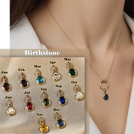 UniCrena Birthstone Necklace for Women - August Dainty Charms Pendant Gold Plated Chain Zircon Jewelry Birthday Gifts for Mom Family