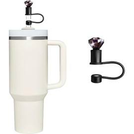 Black Diamond Straw Cover Silicone Reusable Topper Shining Caps 10mm/0.4In Straw Lids Protectors for 30/40 OZ Tumbler Cups Accessories