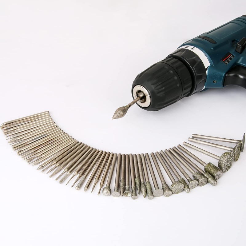 Stone Carving Set Diamond Burr Bits Compatible with Dremel, 50PCS