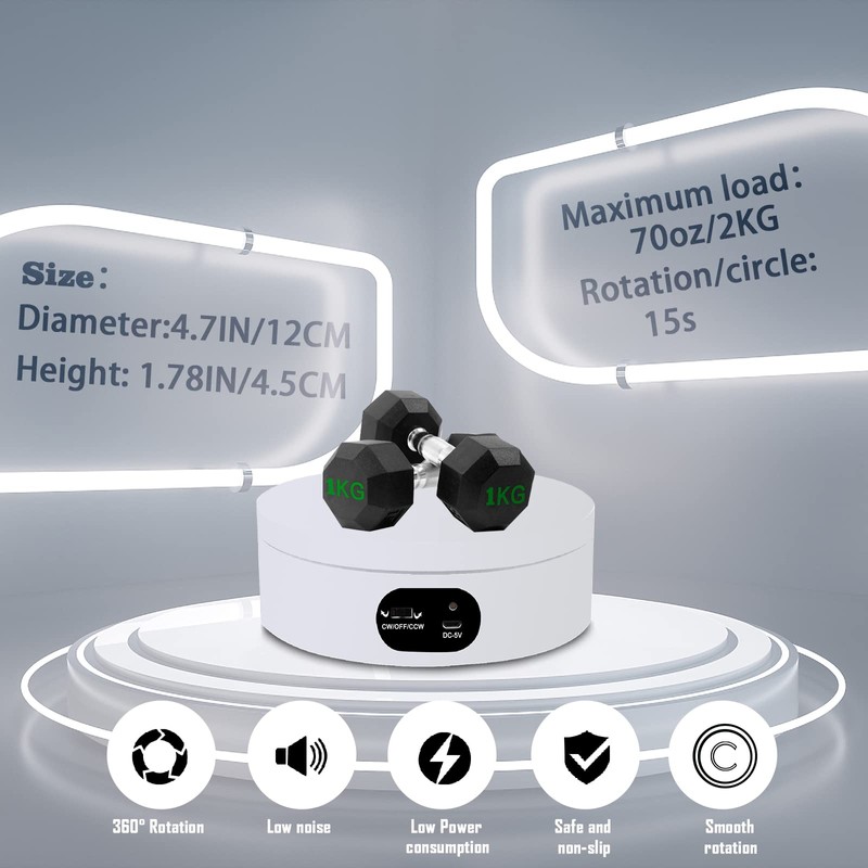 WeArkoTac Motorized Rotating Display Stand, 4.72" 360 Degree Cup Display