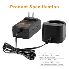 Shentec 4.8V/7.2V Ni-MH and Ni-Cd Charger Compatible with Dremel 755-01 757-01 5000755-01 7700-01 7700-02 7300 Pod Style Battery (Not for 757 Battery)