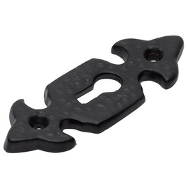 Merriway® BH01796 Fleur-de-Lys Design Open Keyhole Escutcheon - Black Antique