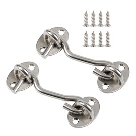 FamGift 2 Pcs Stainless Steel Sliding Door Lock Gate Latch with 8 Screws Door and Window Hooks Sliding Lock Hook Lock Easy Installation Great for Furniture Sliding Door Window Bedroom Silver