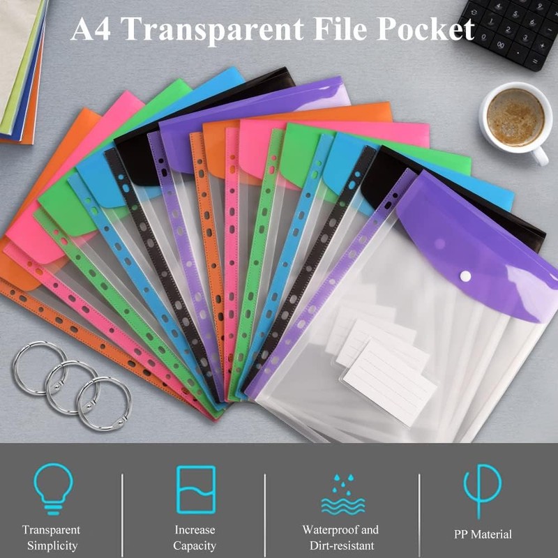 Document Folder A4 Vakki Pack of 12 Transparent Document Bag