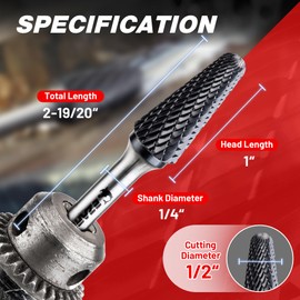 EZARC AlCrN Carbide Rotary Burr Bit (Pro), SL-5 Double Cut Carbide Burr 1/4" Shank Die Grinder Cutting Burrs Bit for Hard Metal Working, 1-Pack