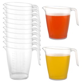 AHAQU 12PCS Plastic Measuring Jugs, 1L/35OZ Lightweight Clear Measuring Jug, Stackable Measuring Jugs with Measuring Scale and Handle for Kitchen Baking