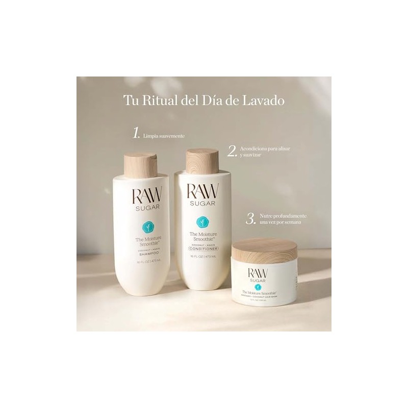RAW SUGAR, The Moisture Smoothie Hair Mask, Mascarilla Capilar, Aguacate