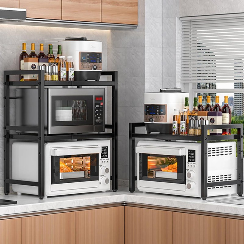 ZrgGea Microwave Stand, Microwave Oven Rack, Expandable Microwave Stand Countertop