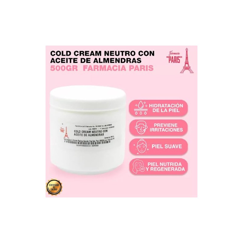 Farmacias Paris Cold Cream Neutro Aceite Almendras Humectante Colágeno Marino