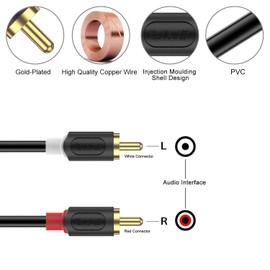 J&D RCA Cable, Gold-Plated Audiowave Series 2RCA Male to 2RCA Male Stereo Audio Cable, RCA Audio Cables, 6 Feet