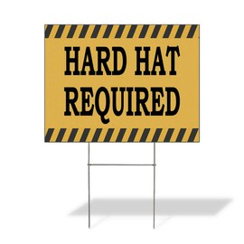 Fastasticdeals Weatherproof Yard Sign Hard Hat Required Yellow Lawn Garden Awareness 18x12 Inches 2 Sides Print