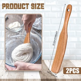 2 Pcs Skinny Wooden Spurtle for Sourdough Starter 10 Inch Wooden Spurtle Sourdough Mixer Bread Stirring Spatula with Hanging Hole Sourdough Spatula for Dough Mixing Cooking Mixing Tool