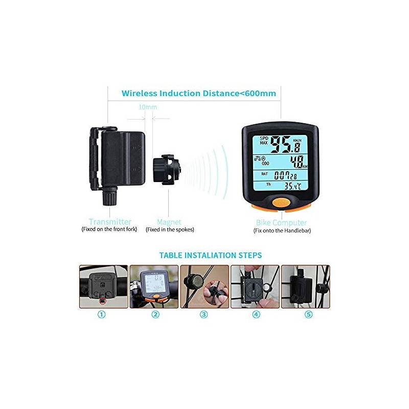 SANWAN - Wireless LCD Digital Bike Speedometer Odometer Waterproof Bike