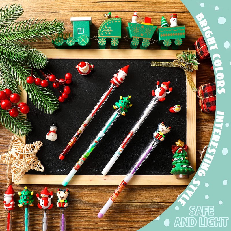 BBTO Christmas Pencils for Kids Gifts Multi Point Stackable Push