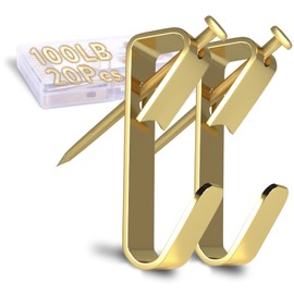 100 lb Picture Hangers, Picture Hooks for Hanging Pictures, 20Pcs Frame Hooks Picture Hangers Heavy Duty Hardware Hanger Kit Wooden Wall Painting Hangers Hooks and Nails for Pictures