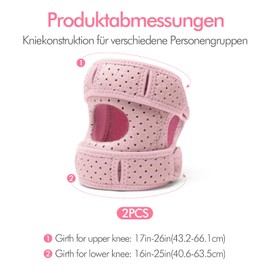 Pack of 2 Wellness Patella Knee Brace, Knee Support for Stress Reduction, Adjustable Knee Support, Stabilising Knee Aid, Breathable Knee Splint for Runner's Knee, Jumper's Knee (Pink)