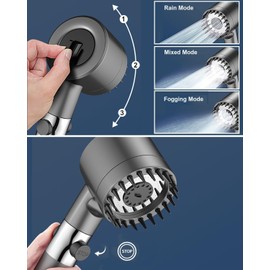High pressure shower head with filtered showerhead,4 spray modes handheld shower,adjustable shower head with off/on,with 59”/1.5M hose,suitable for bathing and rinsing fish tank and pets