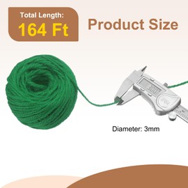uxcell 164 Feet Natural Jute Twine String,3mm Thin Garden Twine Rope Colored Plant String Cord for DIY Art Crafts Gift Wrapping Decoration Packing Gardening Plant Hanger,Green