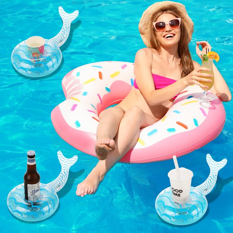 6 Pack Inflatable Mermaid Drink Holder, LIYDE Drink Floaties Floating