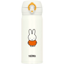 Thermos JNL-404B WH-OR Water Bottle, Vacuum Insulated Travel Mug, 13.5 fl oz (400 ml), Miffy White Orange