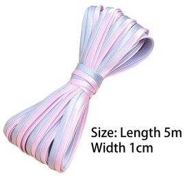 5M Double Color Satin Piping Trim,1CM Wide Piping Bias Binding Piped Trim Cord for Sewing DIY Crafting,Sliver and Pink