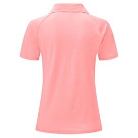 BGOWATU Women's Short Sleeve Golf Polo Shirts 1/4 Zip Tennis Tops with Collar UV Protection Moisture Wicking Pink 2X