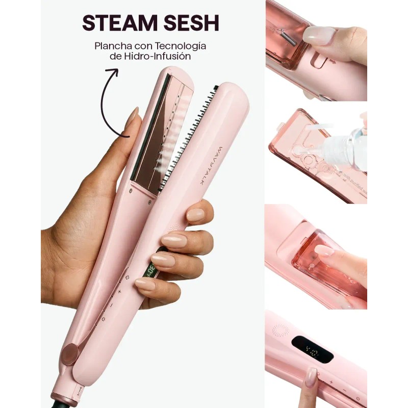 Plancha De Pelo Wavytalk Steam Con Peine Desmontable