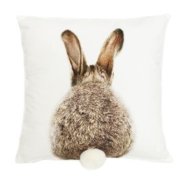 FRANK FLECHTWAREN Cushion Cover Master Lamp with Pompom, 45 x 45 cm, Rabbit Pattern, for Rabbit Lovers, Easter