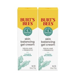Burt's Bees Clear and Balanced Skin Balancing Gel Cream With Squalane and Prebiotic, Gel Moisturizer for Breakout-Prone Skin, 99 Percent Natural Origin Skin Care, 1.8 oz. Bottle - Pack of 2
