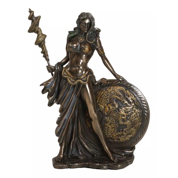 All Mother Goddess Frigga Holding Spear And Shield Statue Norse