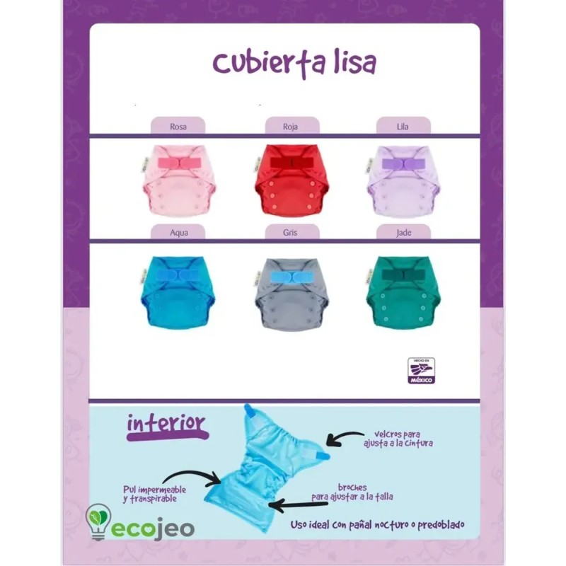 Pack 2 Pañales Nocturnos + 2 Cubierta Lisas Ecopipo