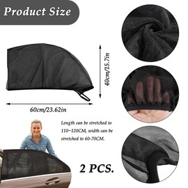 CHENNAN Pack of 2 Car Mosquito Screen, Car Sun Protection Side Window, Car Window Mosquito Nets, Side Window Nets, Practical for Protects Baby, Children, Pets, Adults (Black, Front Window)