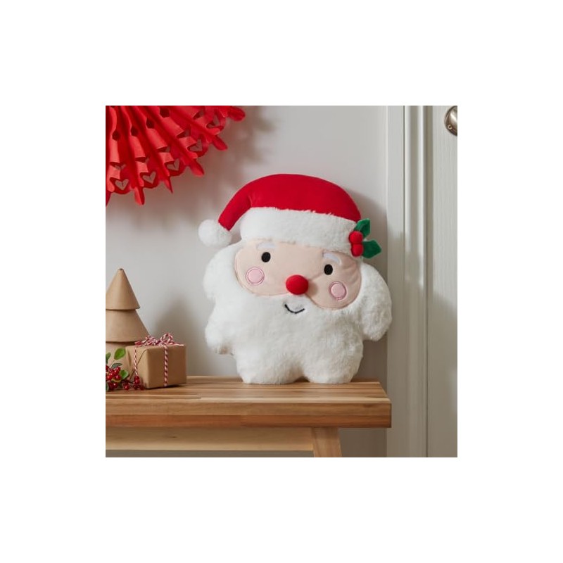 Catherine Lansfield Christmas Santa 3D Shaped Cushion White