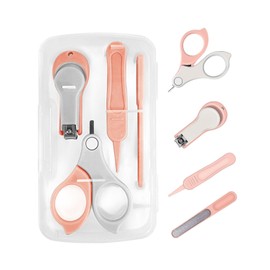 3Cboutique Baby Nail Kit 4 in 1 Baby Manicure Pedicure Grooming Set with Nail Clippers, Scissors, Nail File & Tweezers Baby Care Kit for Baby,Newborn,Infant,Toddler,Kid (Pink)