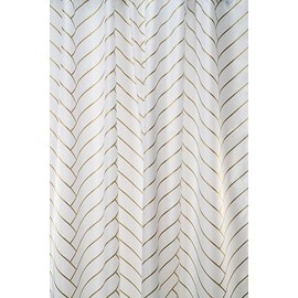 Croydex Waterproof Shower Curtain, Gold Chevron Pattern, 180 x 180cm, Water Resistant Fabric - 100% Polyester, Machine Washable, Cling Resistant Weighted Hem, Ready to Hang with 12 Metal Eyelets